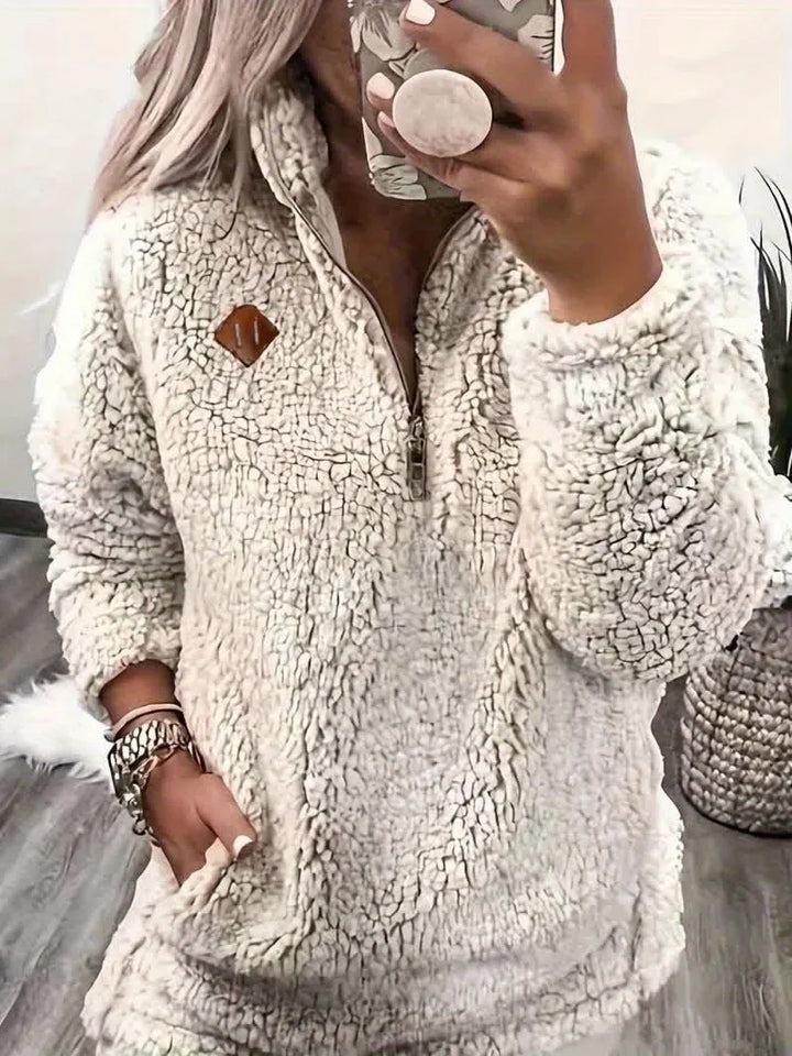 Ayla – Ultra-Soft High-Neck Fleece Pullover - MABEL LONDON