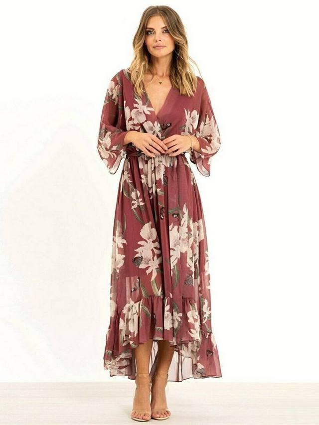 YASMINE™ - Elegant Kimono Midi Dress - MABEL LONDON