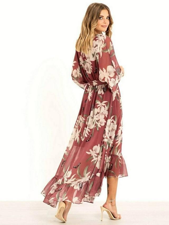 YASMINE™ - Elegant Kimono Midi Dress - MABEL LONDON