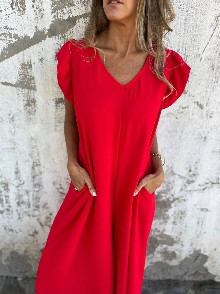 CASSANDRA™ - Trendy V-Neck Jumpsuit - MABEL LONDON