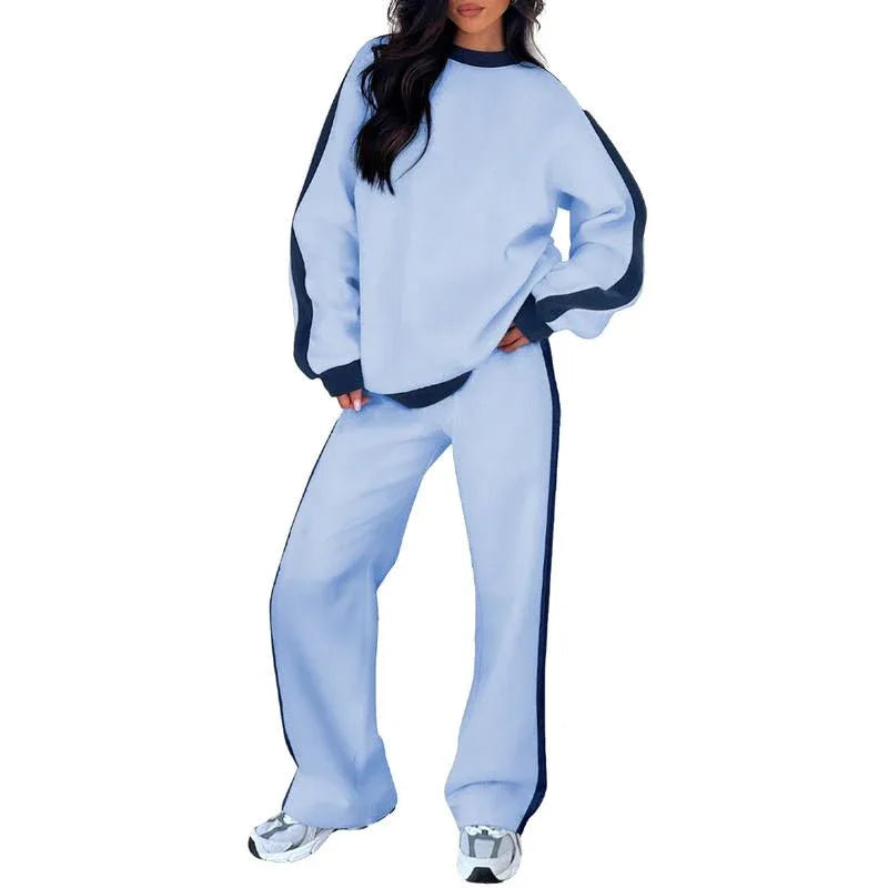 SANDI™ - Comfortable 2-Piece Lounge Set Sweatshirt & Straight Leg Pants - MABEL LONDON
