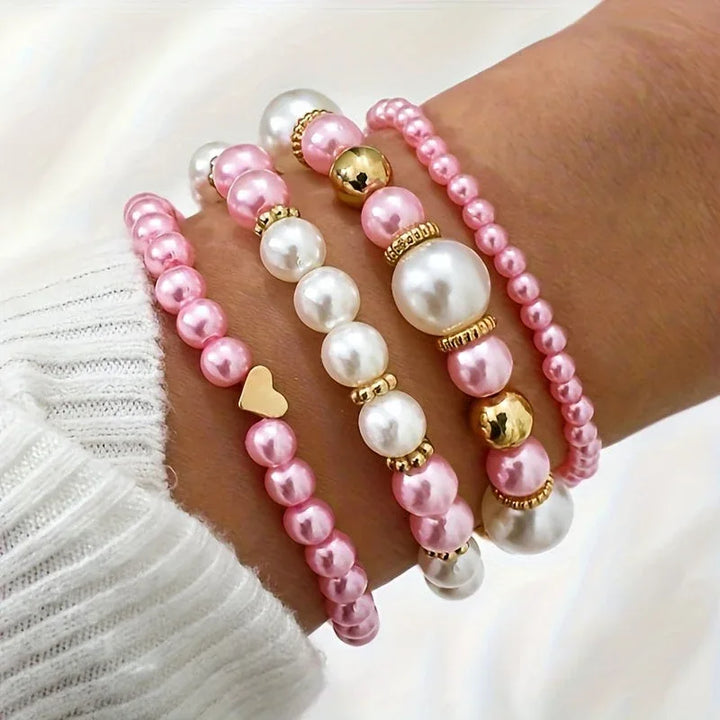 Pearl Heart Bracelet Set - MABEL LONDON