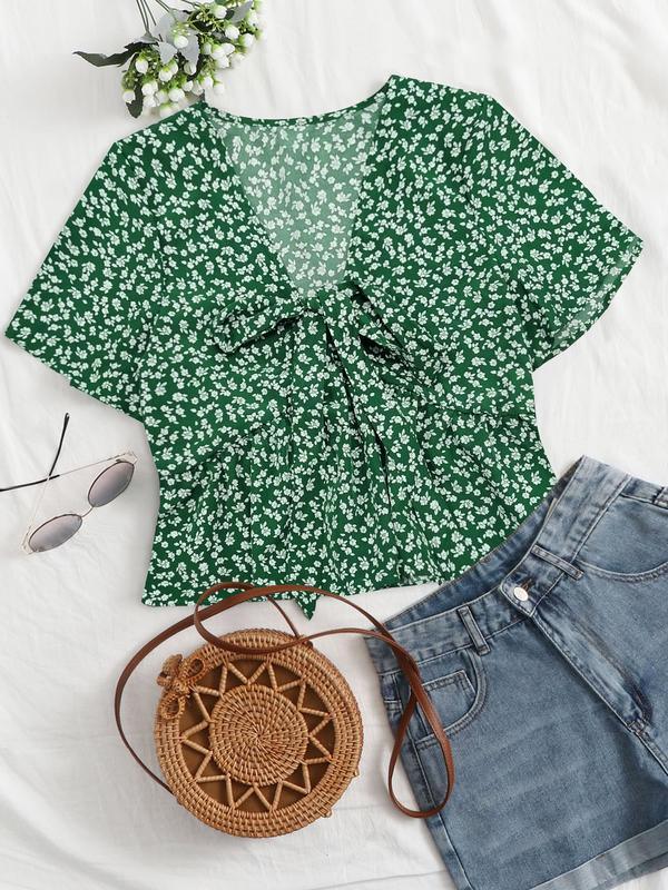 ALTHEA™ – Casual Summer V-Neck Flowy Top - MABEL LONDON