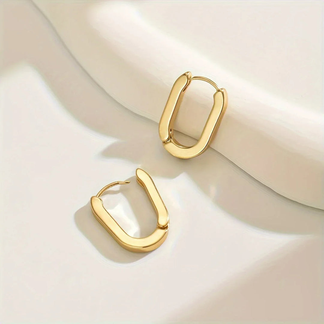 Geometric Gold Hoop Earrings - MABEL LONDON