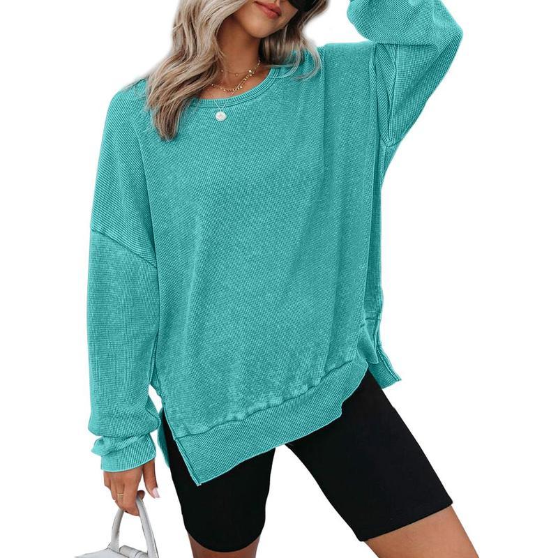 THALIENE™ - Casual Oversized Crewneck Long Sleeve Sweatshirt - MABEL LONDON