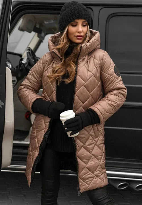 Linda | Elegant Quilted Down Jacket with Hood - MABEL LONDON