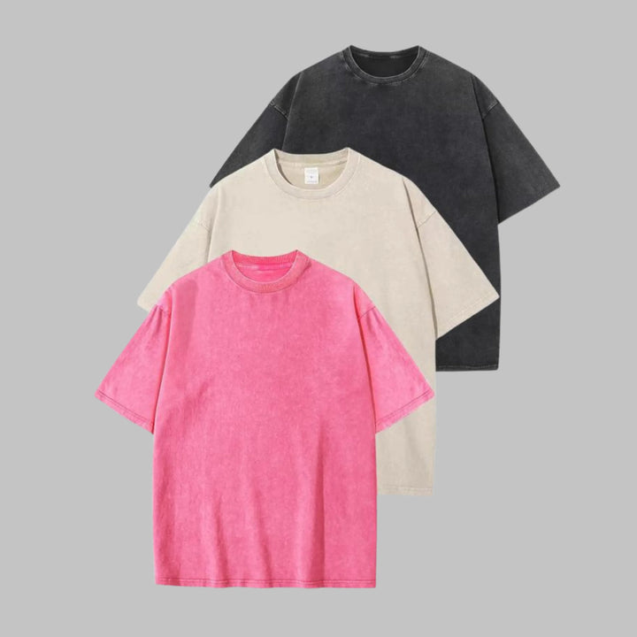 AFINA™ - Casual Oversized Wash Crew Neck Unisex Shirt - MABEL LONDON