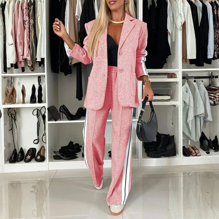MAELYN™ - Classy Striped Blazer Coat and Wide Leg Pants Set - MABEL LONDON