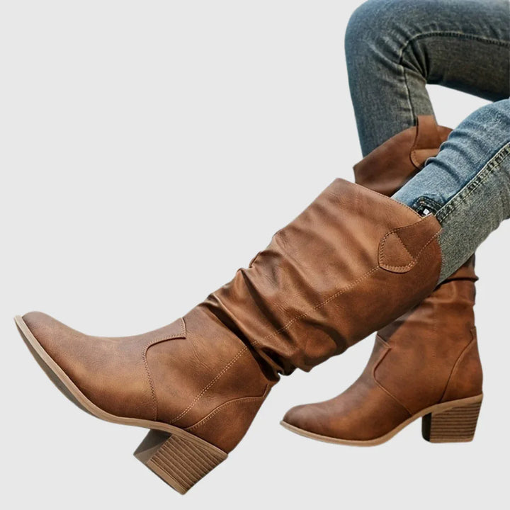 Hattie | Brown Western Boots - MABEL LONDON