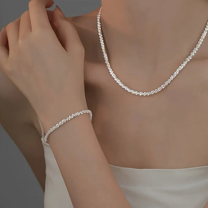 Minimalist Shimmer Necklace & Bracelet Set - MABEL LONDON