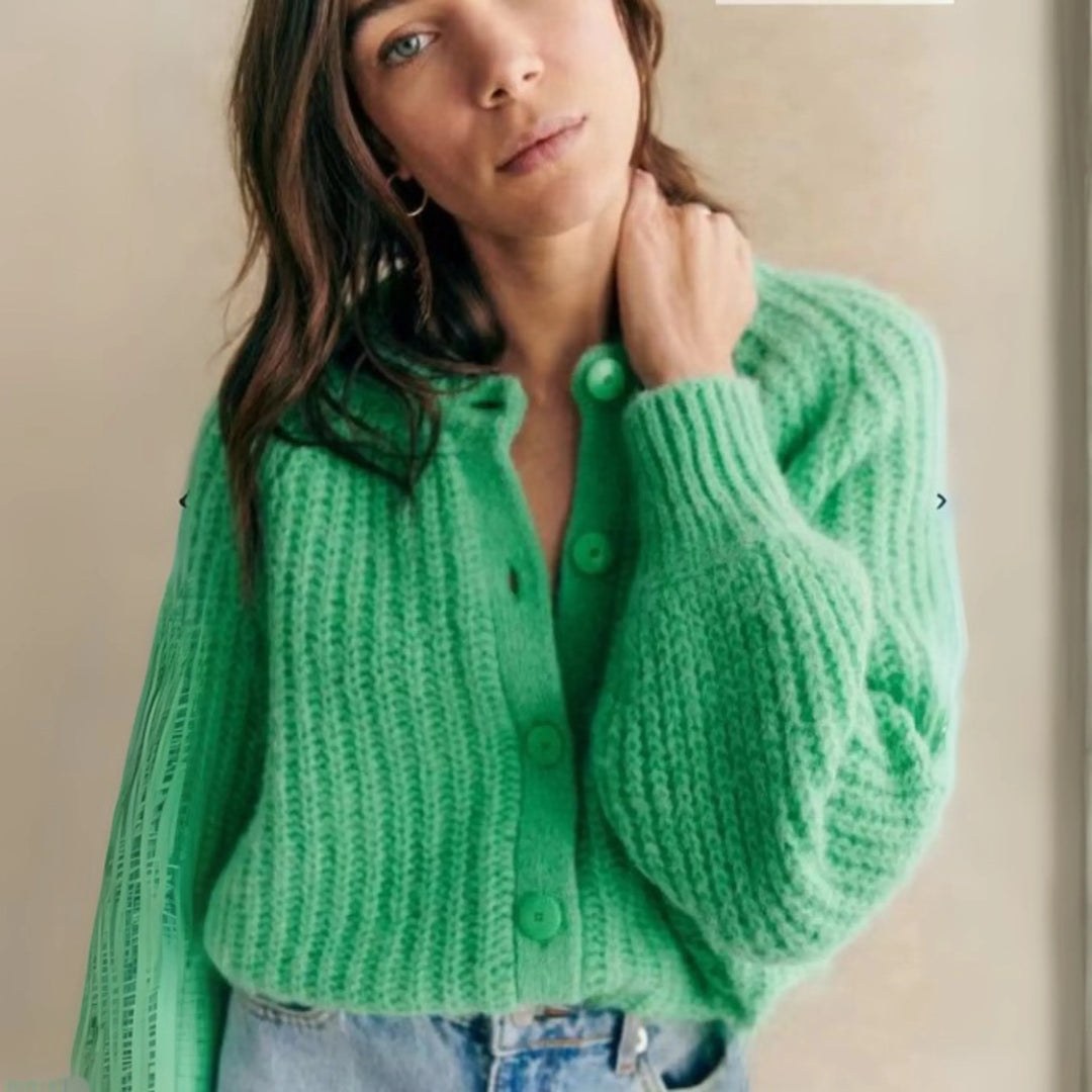 ELOWEN™ - Comfy Plain Button Down Long Sleeve Round Neck Cardigan - MABEL LONDON