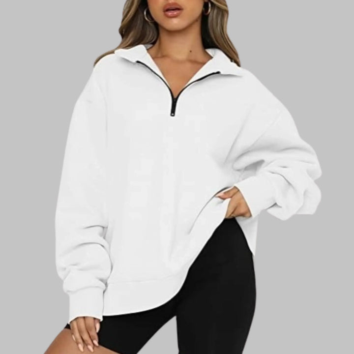 TENLEY™ - Casual Oversized Half Zip Long Sleeve Sweatshirt - MABEL LONDON