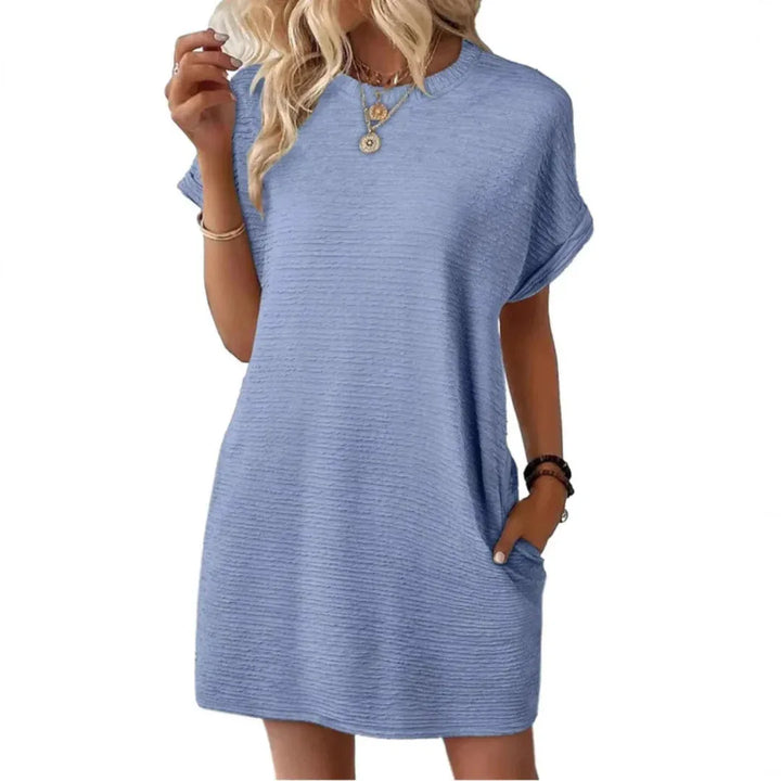EVASHA™ – Casual Minimalist Round Neck Summer Dress - MABEL LONDON