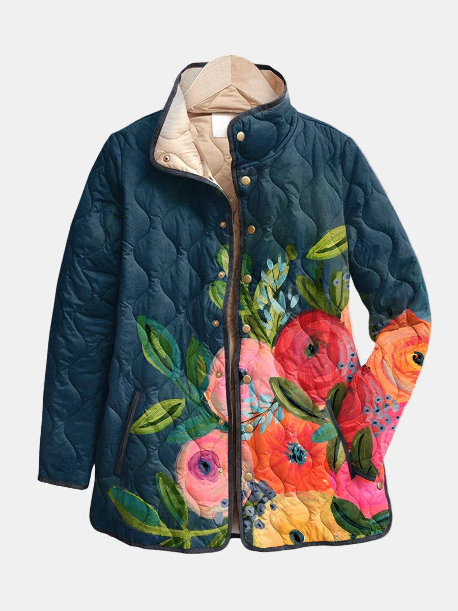 Amaya | Vintage Floral Print Quilted Jacket - MABEL LONDON