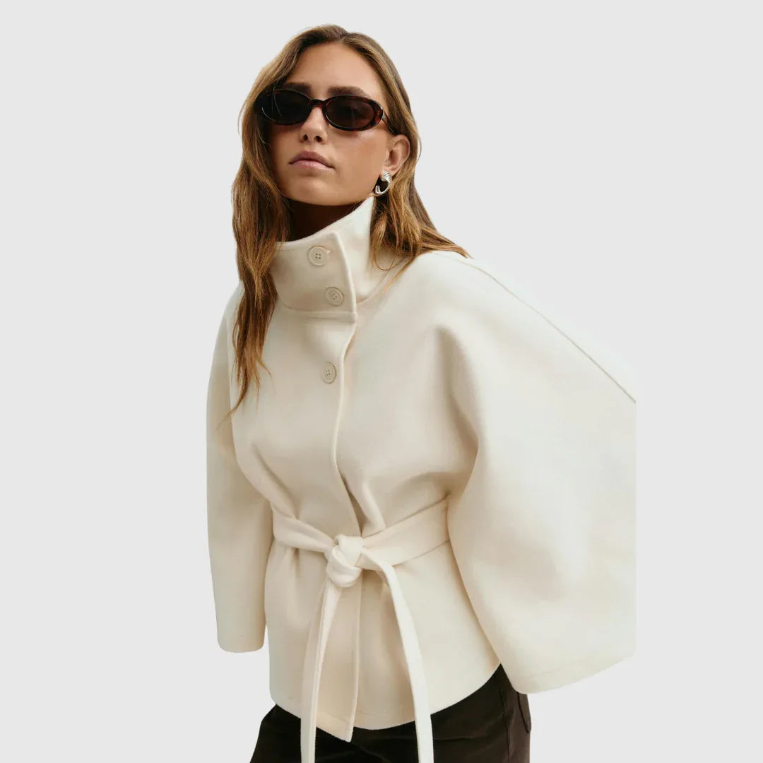 Rhoslyn | Belted Cape Jacket - MABEL LONDON