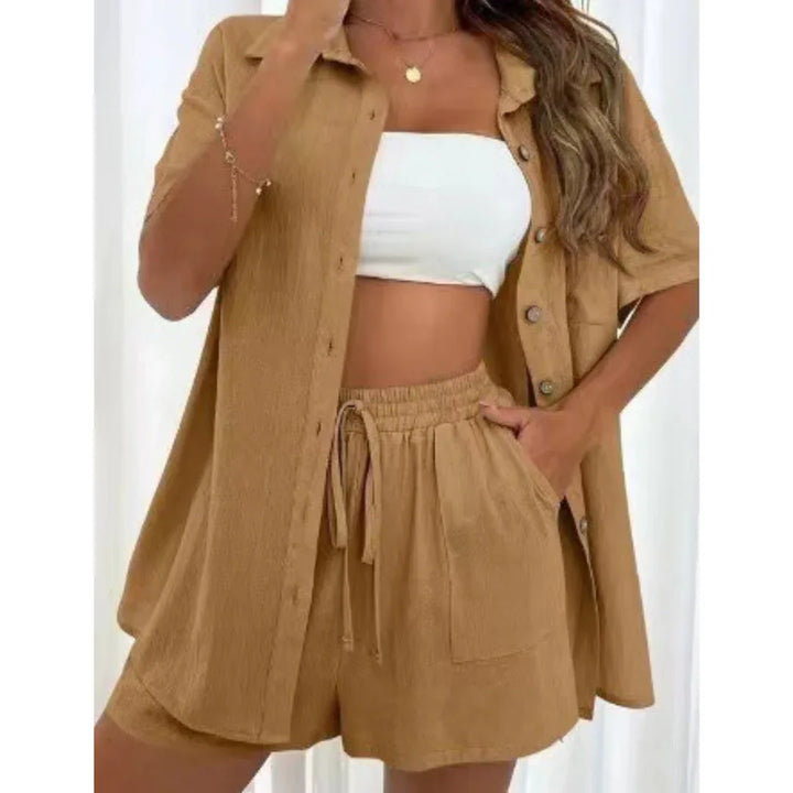 KRISTINE™ – Casual Summer Button-Down Lounge Set - MABEL LONDON