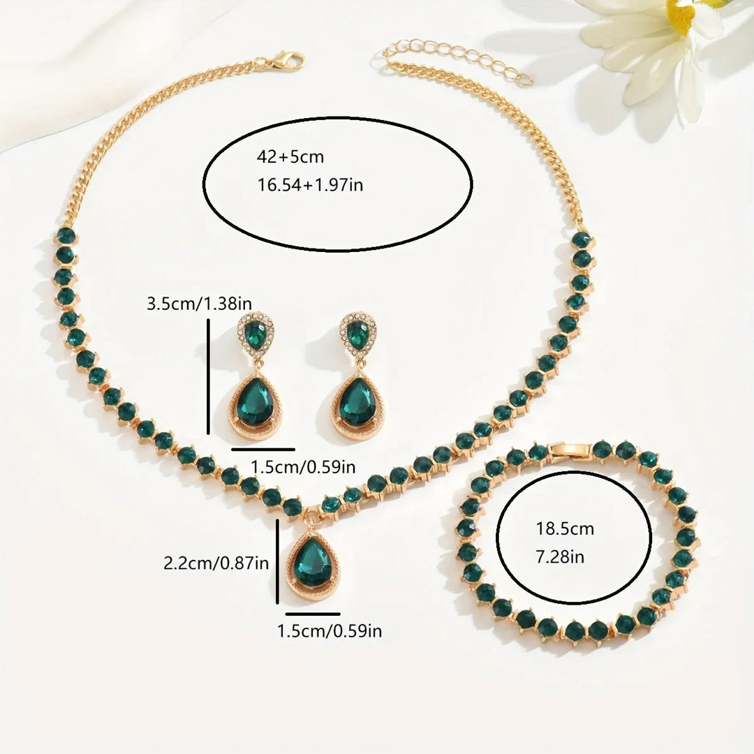 Elegant Geometric Crystal Jewelry Set - MABEL LONDON