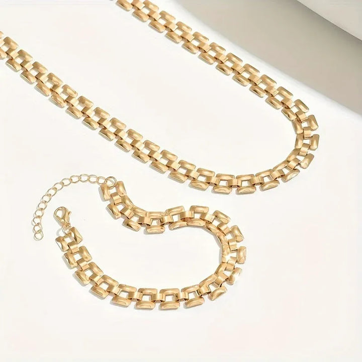 Square Buckle Necklace & Bracelet Set - MABEL LONDON