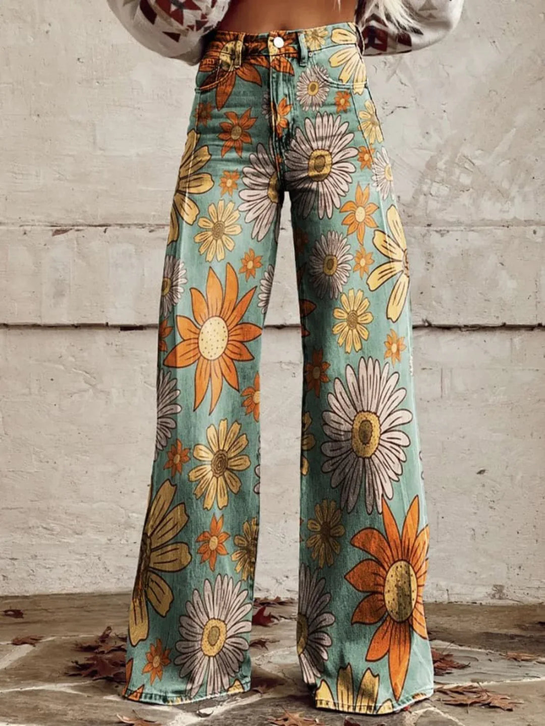 DAISY™ - Vintage Floral Wide-Leg Pants - MABEL LONDON