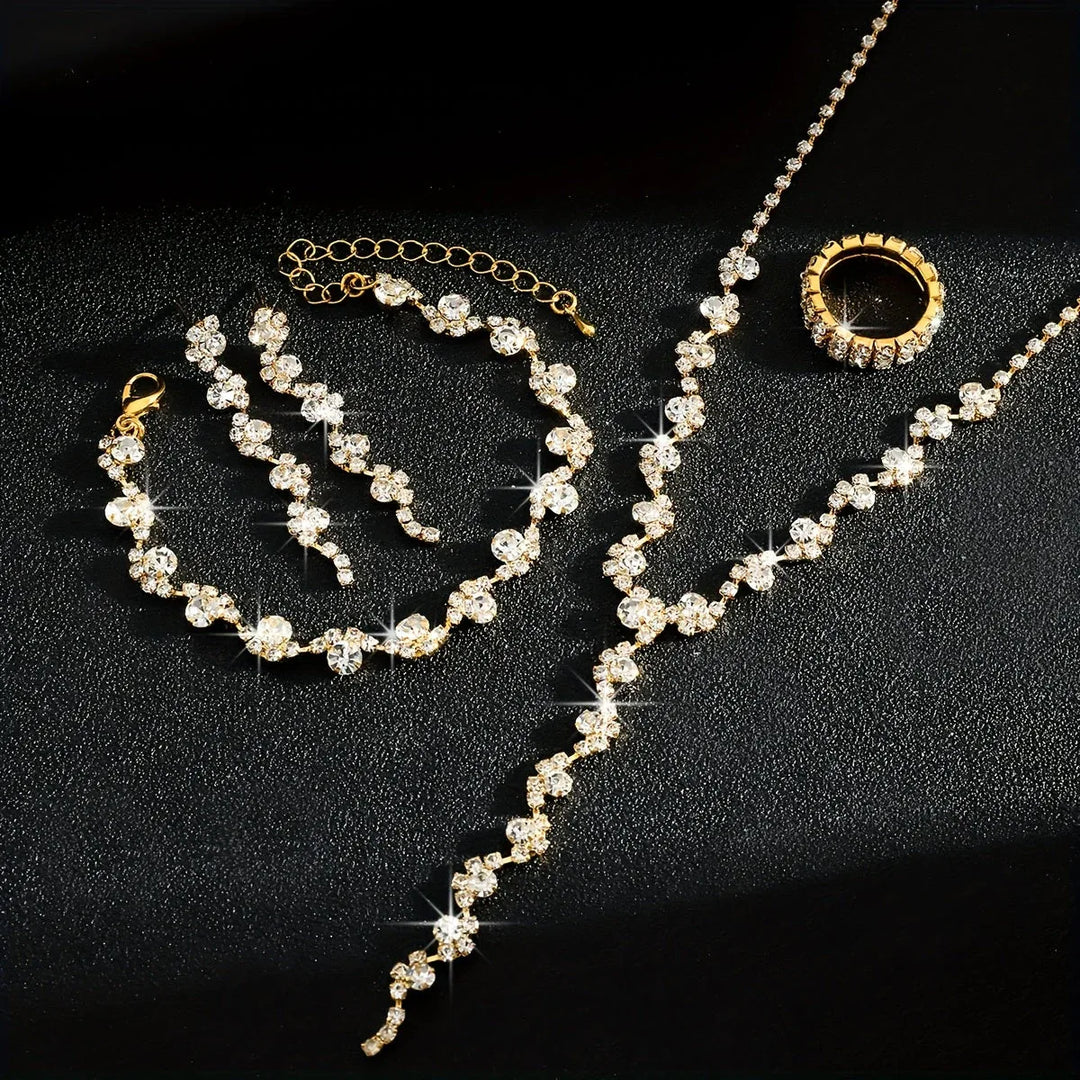 Valerine | High-End Sparkle Flower Jewelry Set - MABEL LONDON