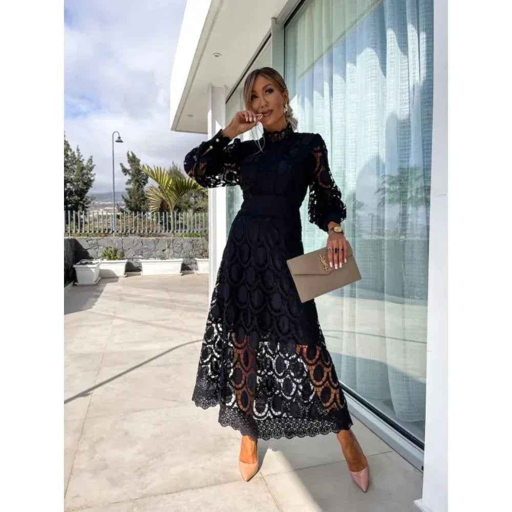 NOA™ – Delicate Lace Midi Dress - MABEL LONDON