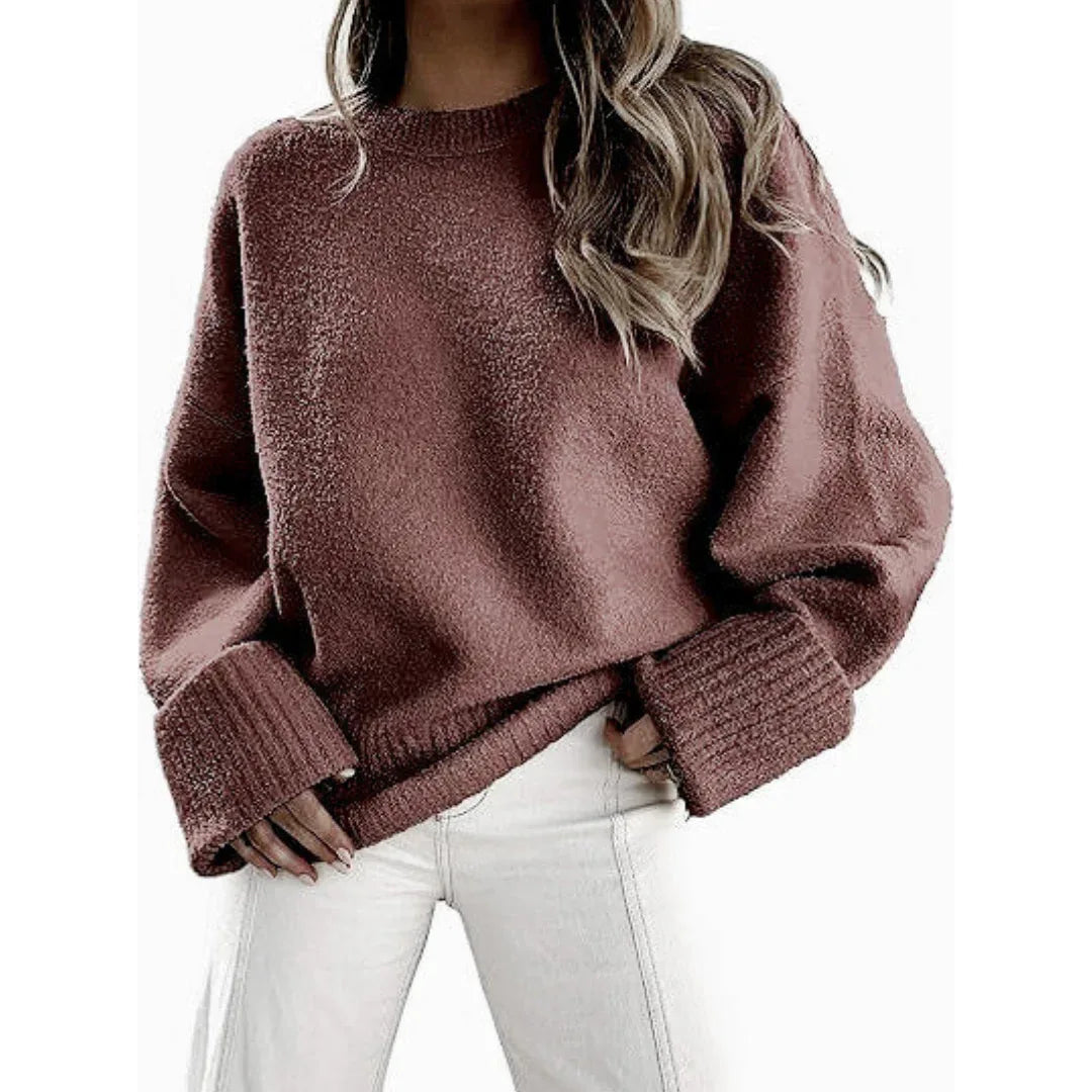 HALEY™ - Cozy Oversized Fuzzy Knit Pullover Sweater - MABEL LONDON