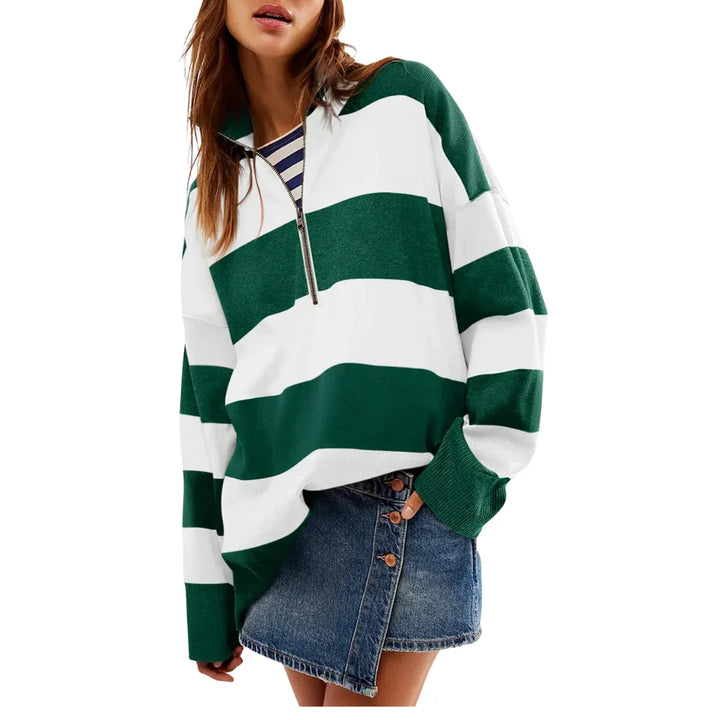 CAMILLA™ - Comfy Long Sleeve Pullover Sweater With Half Zipper - MABEL LONDON