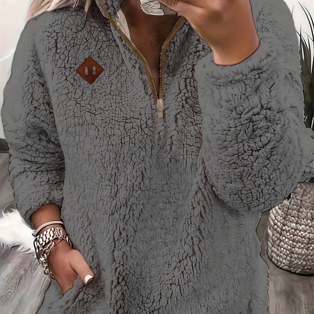 Ayla – Ultra-Soft High-Neck Fleece Pullover - MABEL LONDON