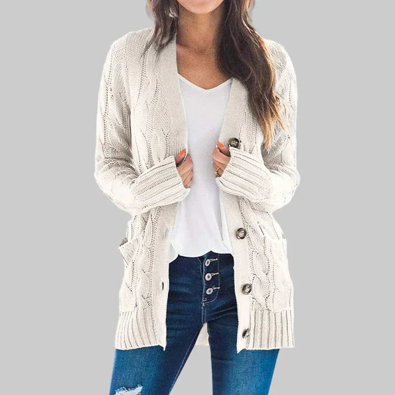 REMEDY™ - Casual Long Sleeve Button Down Cardigan - MABEL LONDON