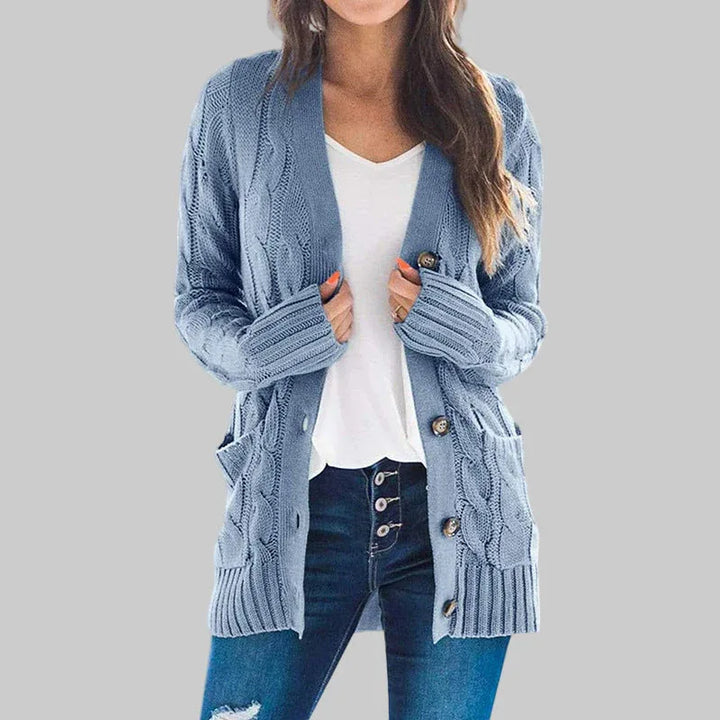 REMEDY™ - Casual Long Sleeve Button Down Cardigan - MABEL LONDON