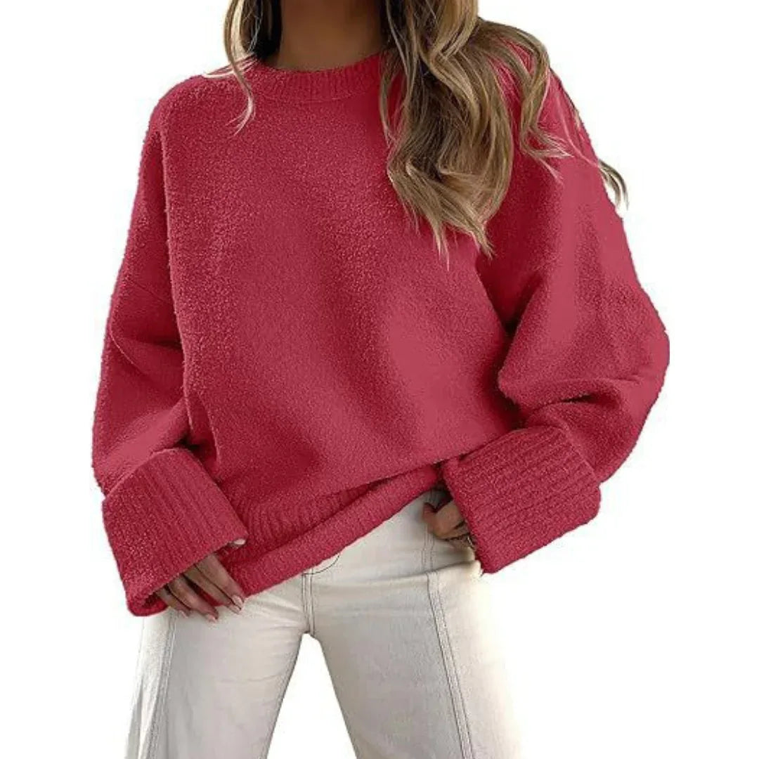 HALEY™ - Cozy Oversized Fuzzy Knit Pullover Sweater - MABEL LONDON