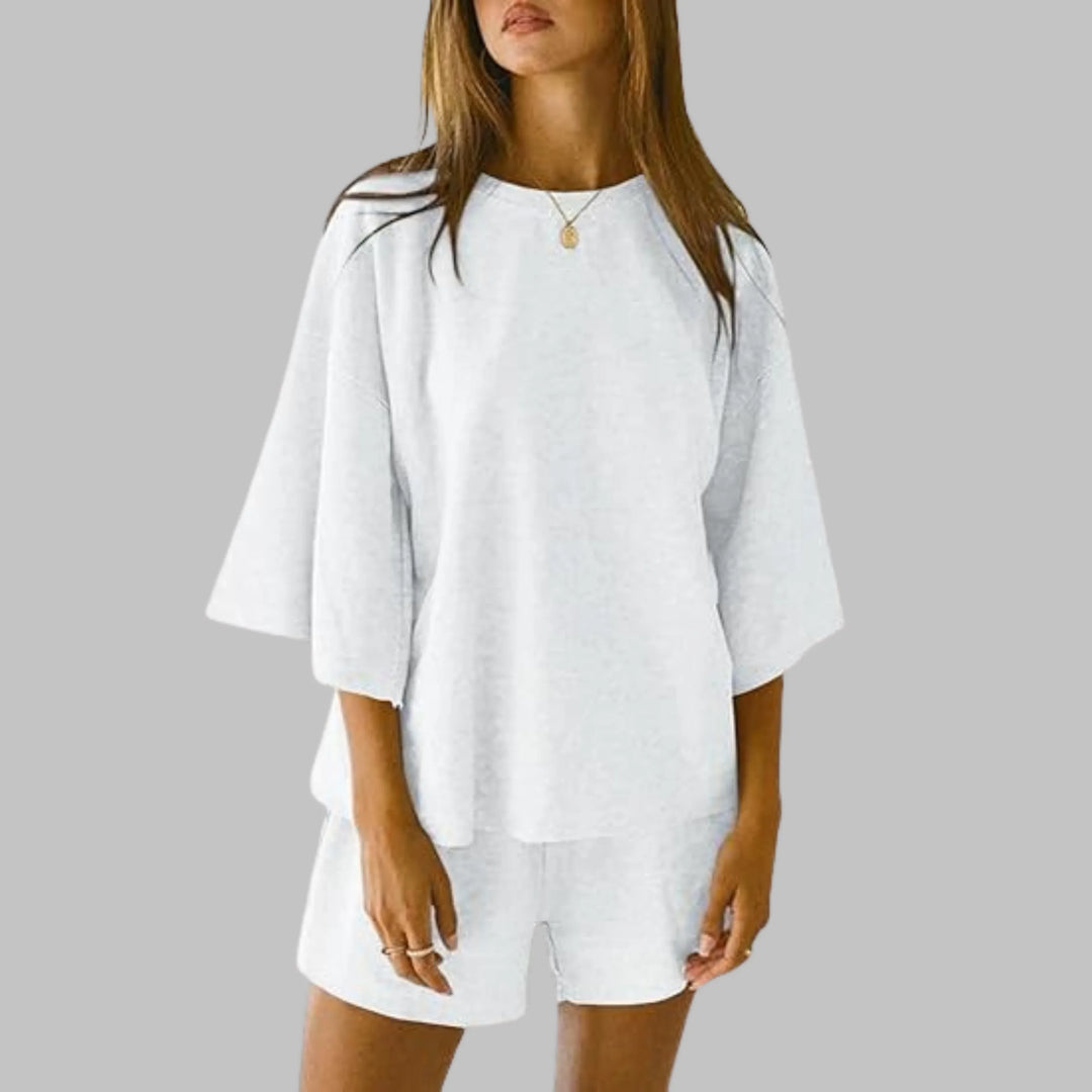 TIYA™ - Casual Top and Shorts Lounge Set - MABEL LONDON