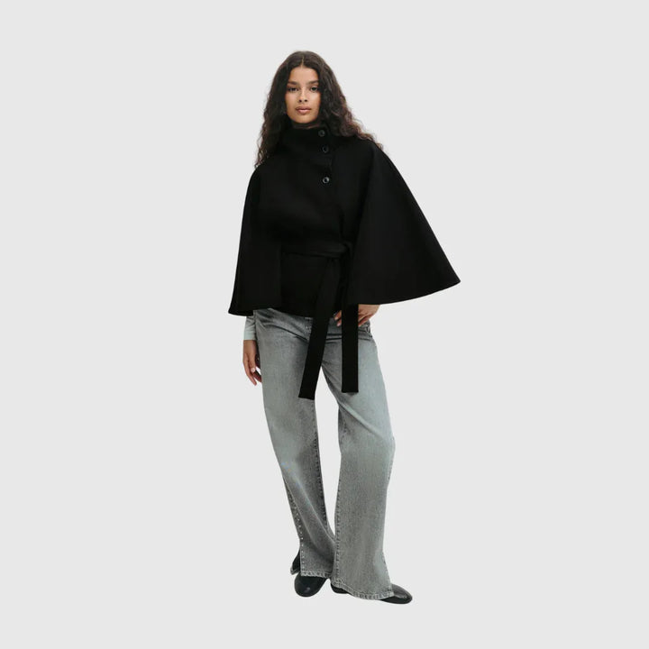 Rhoslyn | Belted Cape Jacket - MABEL LONDON
