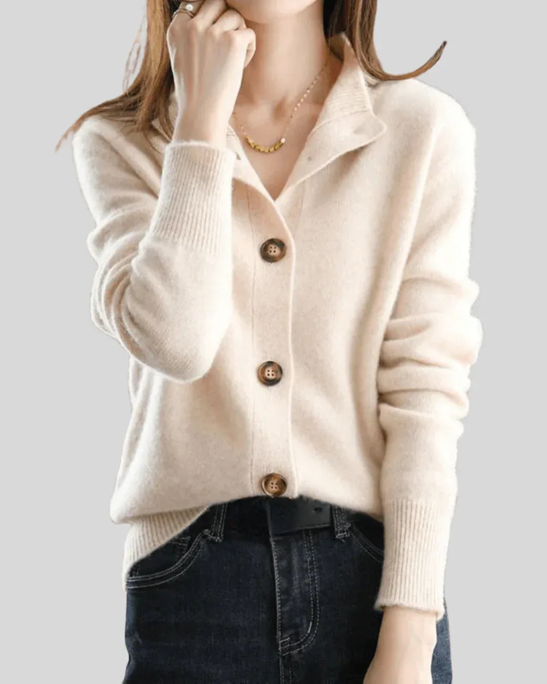 Claire | Retro-Style Cashmere Cardigan - MABEL LONDON