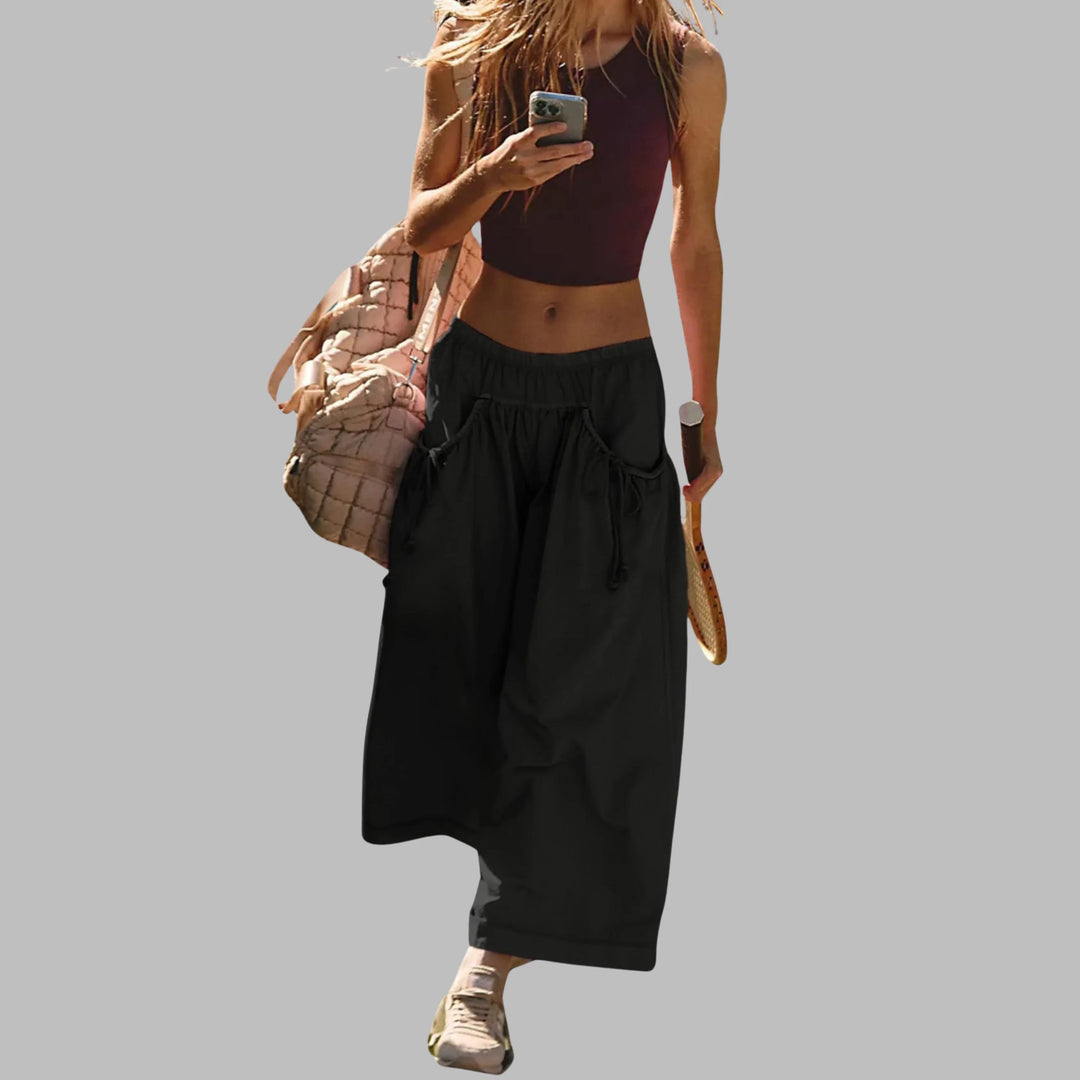 APPLE™ – Casual Wide-Leg Cargo Parachute Pants - MABEL LONDON