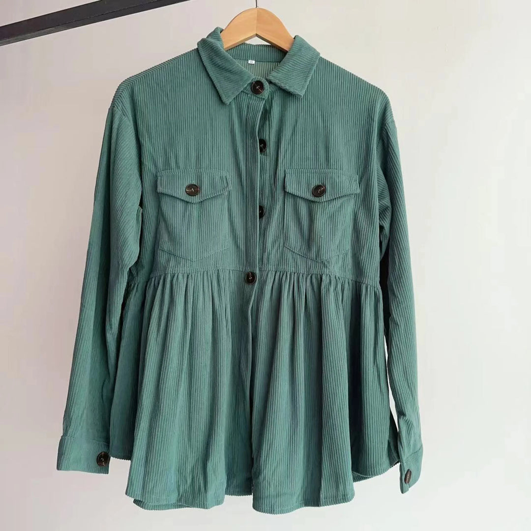 MARISA™ - Vintage Button Front Long Sleeve Collared Top - MABEL LONDON