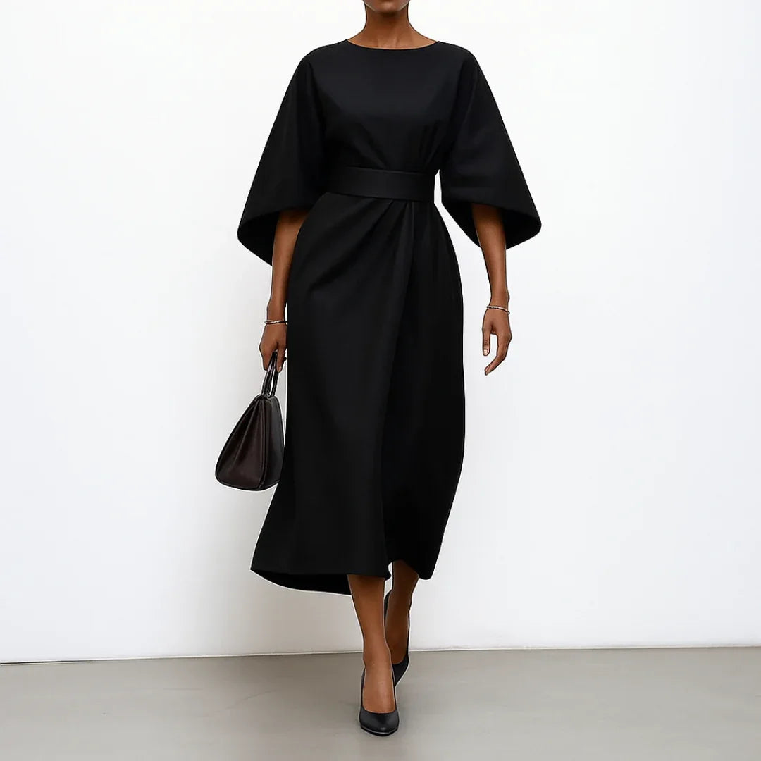 Eldra | Satin Feel Batwing Sleeve Maxi Dress - MABEL LONDON