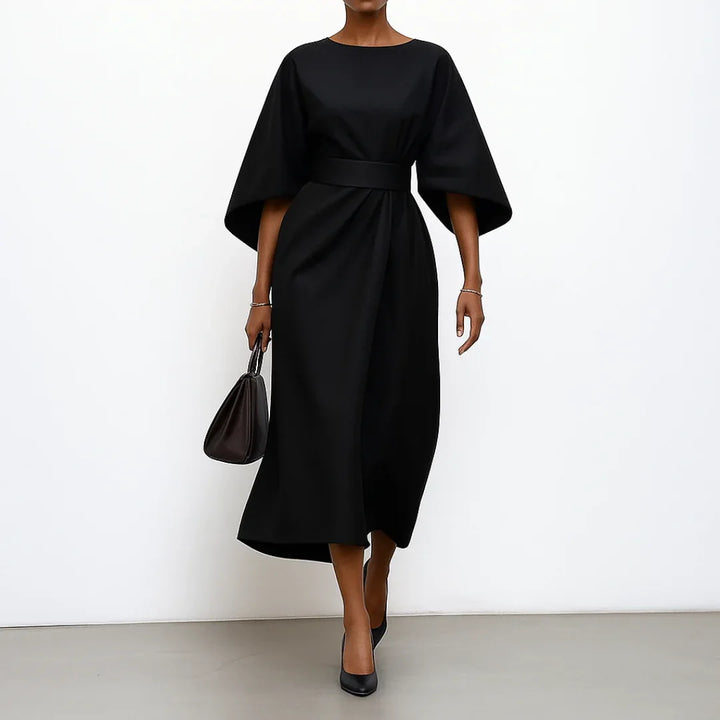 Eldra | Satin Feel Batwing Sleeve Maxi Dress - MABEL LONDON