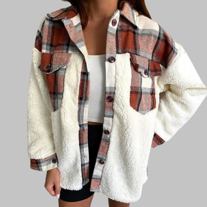 SUNNIE™ - Cozy Long Sleeve Button Down Checkered Jacket - MABEL LONDON