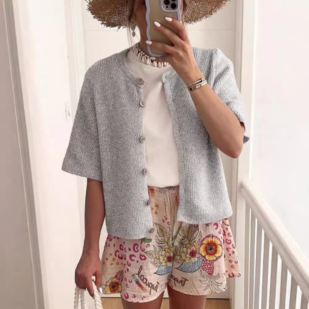 ALMA™ – Casual Summer Lightweight Short Sleeve Cardigan - MABEL LONDON