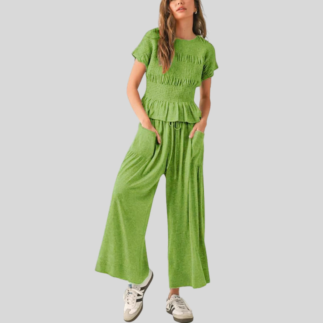 HEATH™ - Casual Top and Wide-Leg Pants Lounge Set - MABEL LONDON