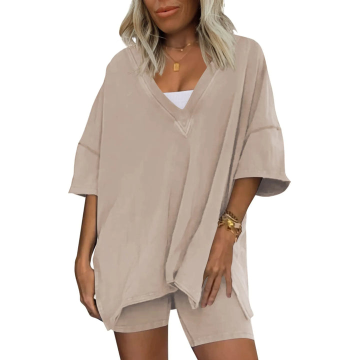 RAMLYN™ – Casual Oversized V-Neck and Short Set - MABEL LONDON