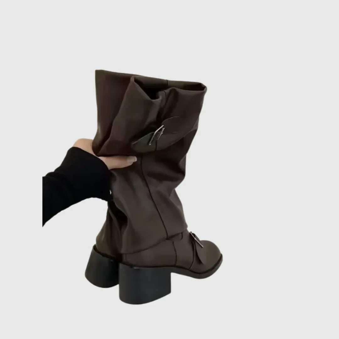 Isoldeia | Platform Leather Boots with Straps - MABEL LONDON