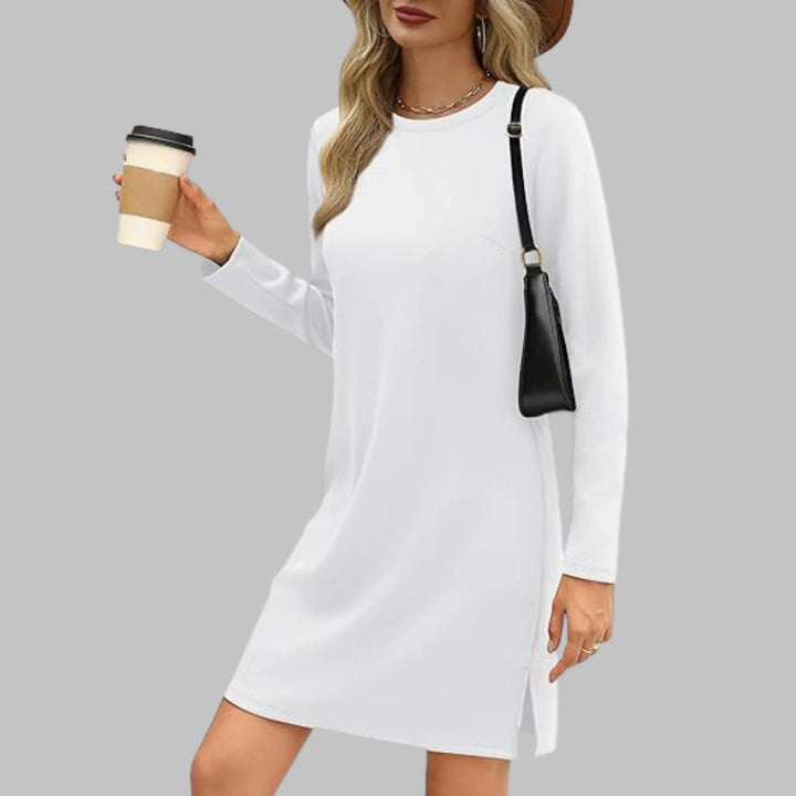 TATLO™ - Casual Long Sleeve Round Neck Mini Dress - MABEL LONDON