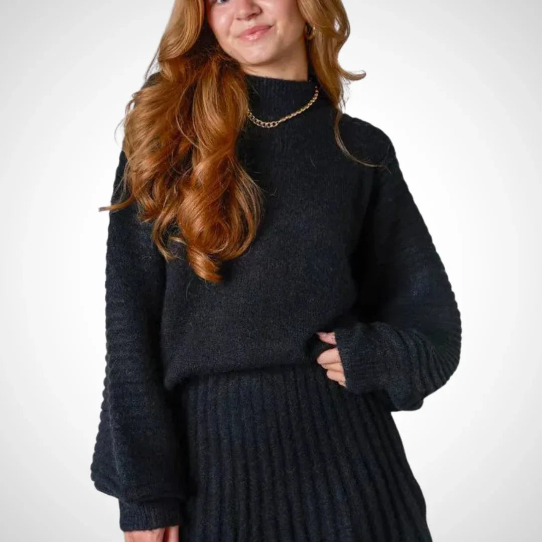 LOUISA™ - Elegant Ribbed Knit Two-Piece Fall Outfit - MABEL LONDON