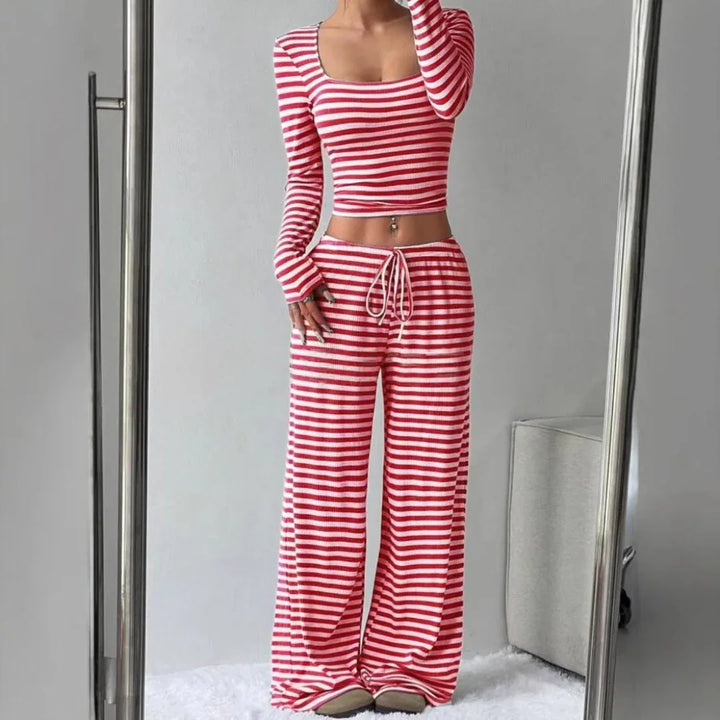 JANA™ - Relaxed Fit Crop Top and Pants Lounge Set - MABEL LONDON