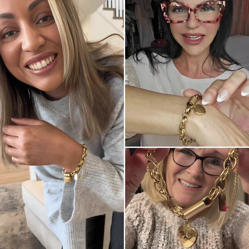 Chunky Gold Heart Bracelet - MABEL LONDON