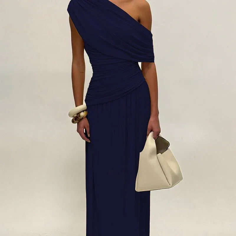MANO™ - Elegant One Shoulder Evening Bodycon Maxi Dress - MABEL LONDON
