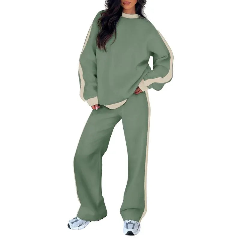 SANDI™ - Comfortable 2-Piece Lounge Set Sweatshirt & Straight Leg Pants - MABEL LONDON