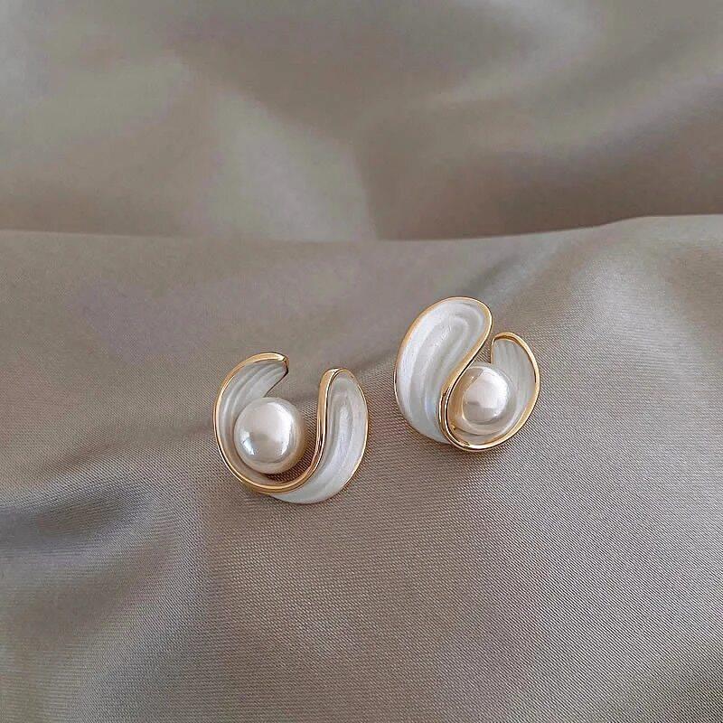 Luxury White Opal Earrings with Pearls in Gold - MABEL LONDON